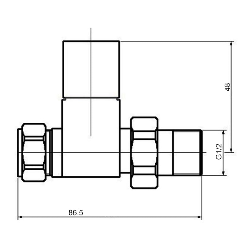 Crawford Straight Square Radiator Valves Pair Pack - Chrome