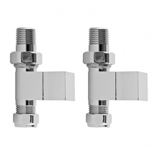 Crawford Straight Square Radiator Valves Pair Pack - Chrome