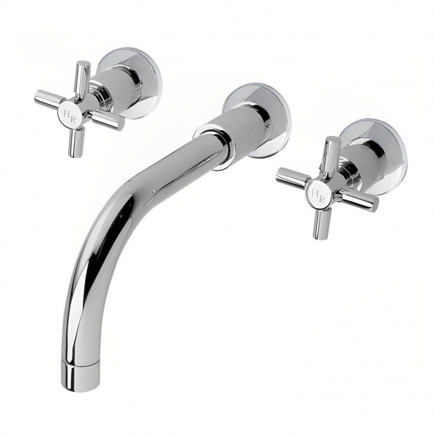 Crawford Tec Crosshead 3-Hole Basin Mixer Tap Wall Mounted - Chrome