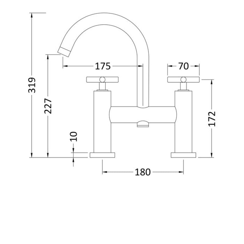 Crawford Tec Crosshead Bath Filler Tap Pillar Mounted - Matt Black