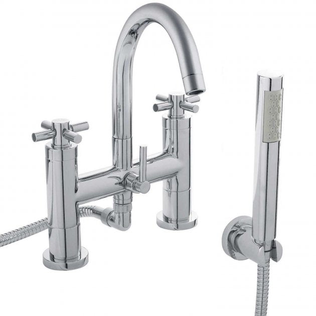 Crawford Tec Crosshead Bath Shower Mixer Tap Pillar Mounted - Chrome