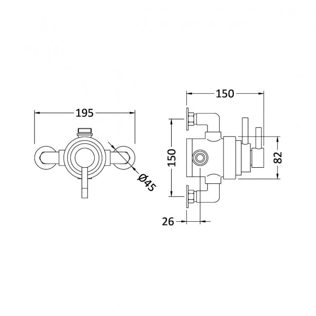 Crawford Tec Dual Exposed Shower Valve Dual Handle - Chrome