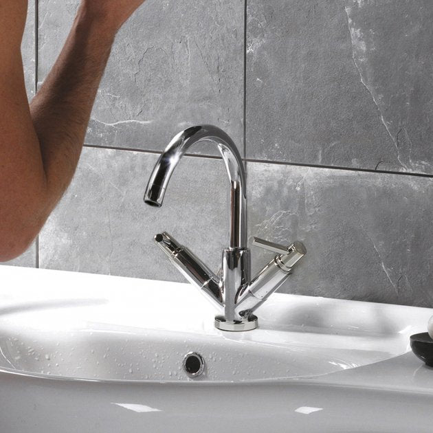 Crawford Tec Lever Cloakroom Mono Basin Mixer Tap Dual Handle - Chrome