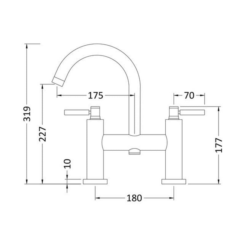 Crawford Tec Lever Bath Filler Tap Pillar Mounted - Matt Black