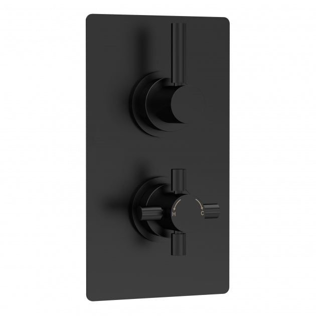 Crawford Tec Pura Concealed Shower Valve Dual Handle - Matt Black