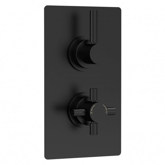 Crawford Tec Pura Concealed Shower Valve with Diverter Dual Handle - Matt Black