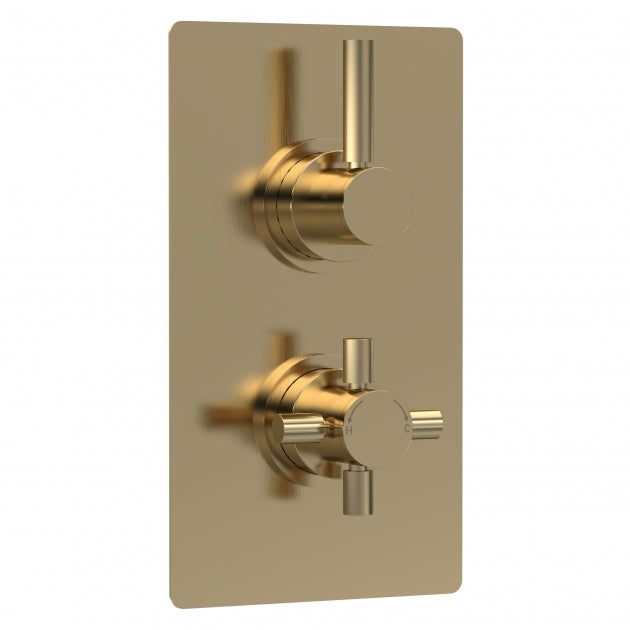 Crawford Tec Pura Concealed Shower Valve Dual Handle - Brushed Brass