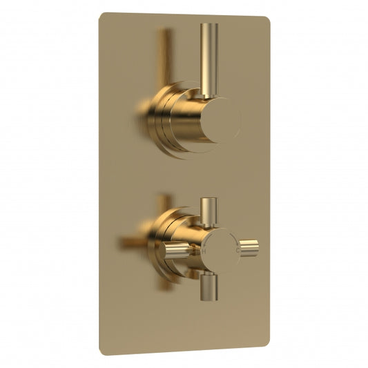 Crawford Tec Pura Concealed Shower Valve Dual Handle - Brushed Brass