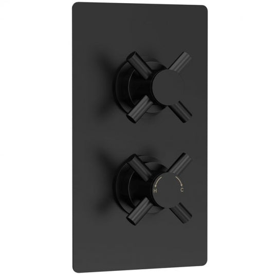 Crawford Tec Crosshead Concealed Shower Valve with Diverter Dual Handle - Matt Black