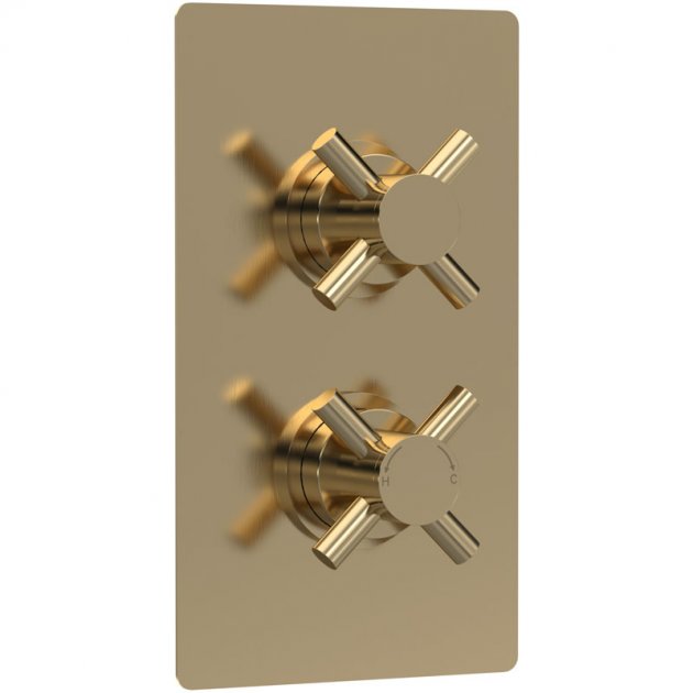 Crawford Tec Crosshead Concealed Shower Valve with Diverter Dual Handle - Brushed Brass