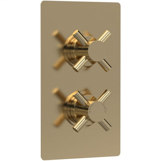 Crawford Tec Crosshead Concealed Shower Valve Dual Handle - Brushed Brass