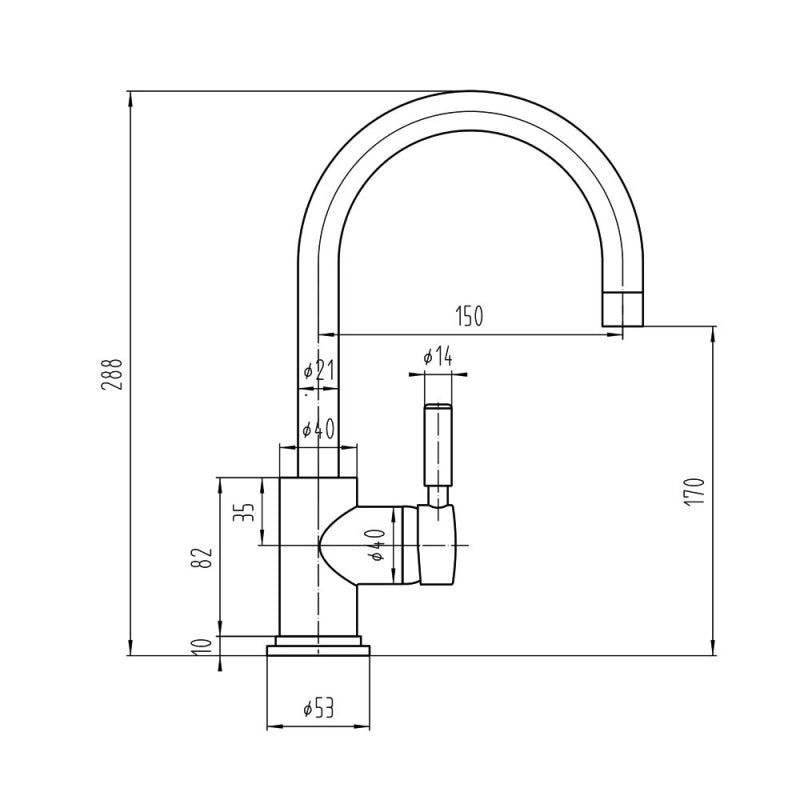 Crawford Tec Single Lever Side Action Mono Basin Mixer Tap with Waste - Brushed Brass