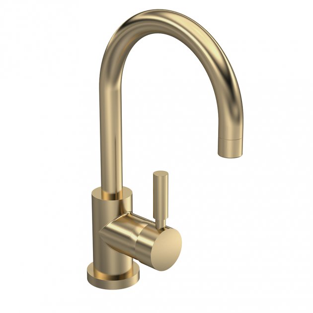 Crawford Tec Single Lever Side Action Mono Basin Mixer Tap with Waste - Brushed Brass