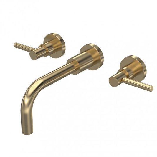 Crawford Tec Lever 3-Hole Basin Mixer Tap Wall Mounted - Brushed Brass