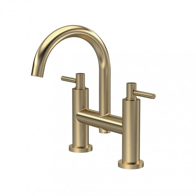 Crawford Tec Lever Bath Filler Tap Pillar Mounted - Brushed Brass