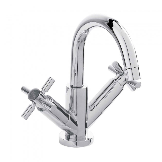 Crawford Tec Crosshead Cloakroom Mono Basin Mixer Tap Dual Handle Push Button Waste - Chrome