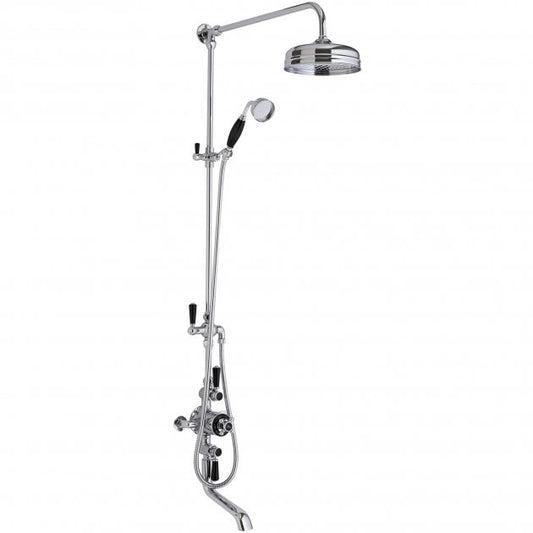 Crawford Topaz Triple Exposed Mixer Shower with Shower Kit - Fixed Head & Spout - Black/Chrome