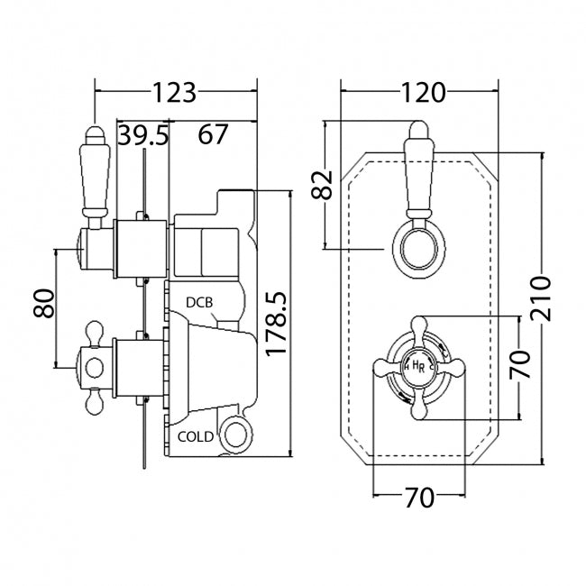 Crawford Topaz Black Twin Concealed Shower Valve