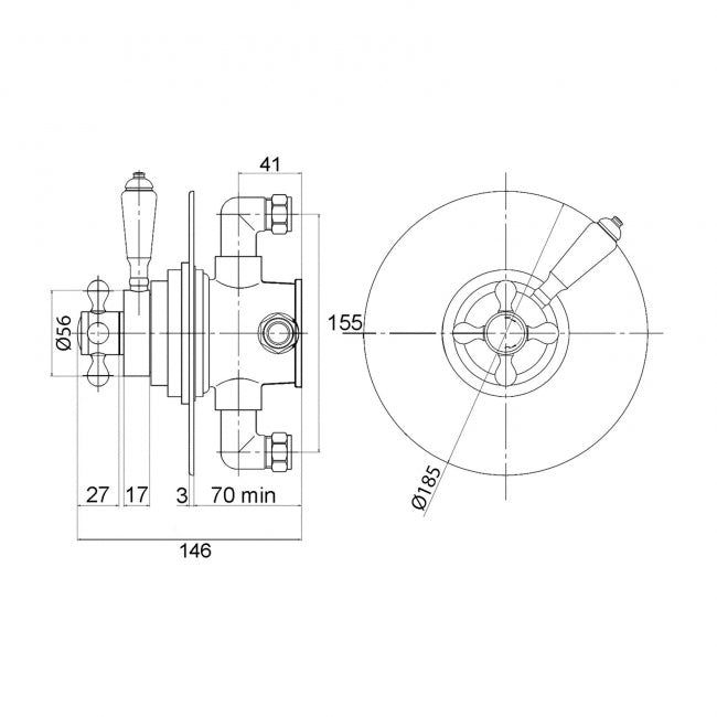 Crawford Topaz Concealed Shower Valve Dual Handle - Chrome