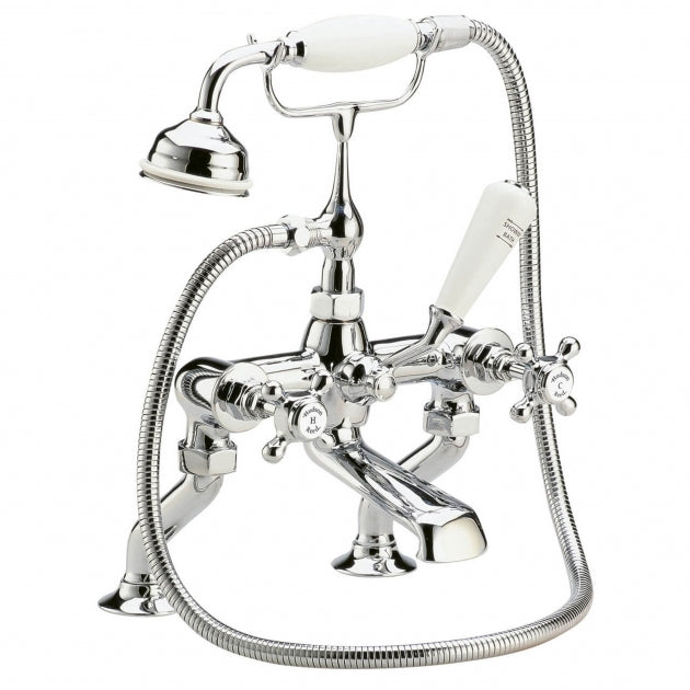 Crawford Topaz Dome Pillar Mounted Bath Shower Mixer Tap - Chrome