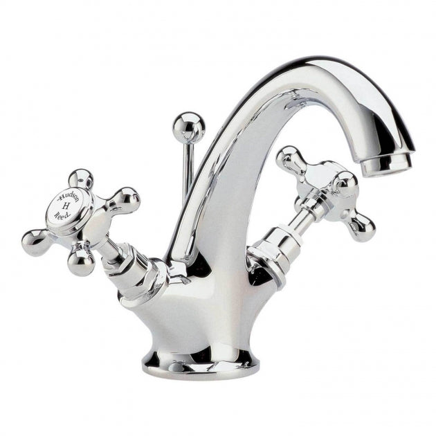 Crawford Topaz Hexagonal Mono Basin Mixer Tap Dual Handle with Pop Up Waste - Chrome