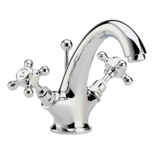 Crawford Topaz Hexagonal Mono Basin Mixer Tap Dual Handle with Pop Up Waste - Chrome