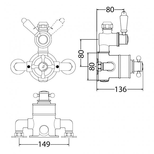 Crawford Topaz Black Twin Exposed Shower Valve