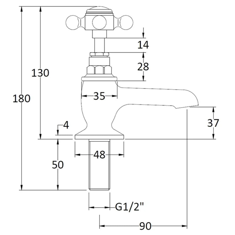 Crawford Topaz Black Crosshead Basin Taps Hexagonal Collar