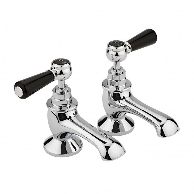 Crawford Topaz Black Lever Bath Tap Hexagonal Collar