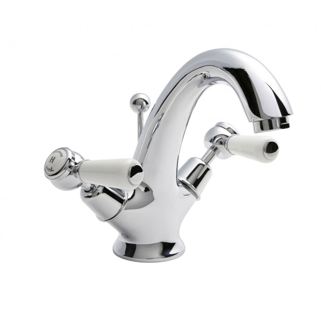 Crawford Topaz Lever Mono Basin Mixer Tap Dual Handle with Pop Up Waste - Chrome