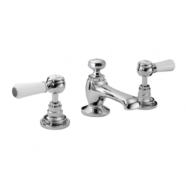 Crawford Topaz 3 Hole Dual Lever Basin Mixer Tap with Pop Up Waste - Chrome