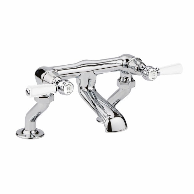 Crawford White Topaz Pillar Mounted Lever Bath Filler Tap - Chrome