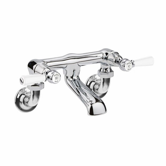 Crawford White Topaz Wall Mounted Lever Bath Filler Tap - Chrome