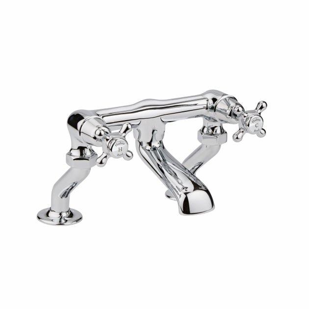 Crawford White Topaz Pillar Mounted Crosshead Bath Filler Tap - Chrome