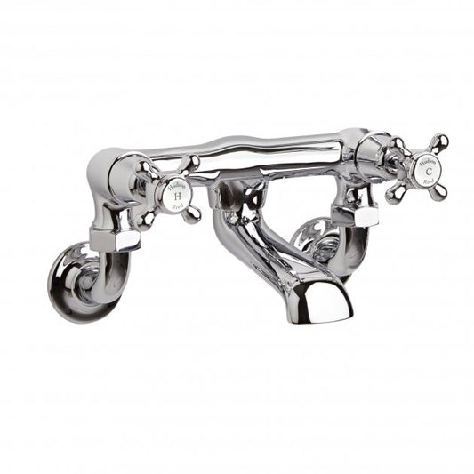 Crawford White Topaz Wall Mounted Crosshead Bath Filler Tap - Chrome