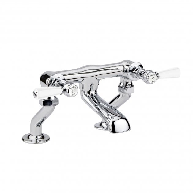 Crawford White Topaz Lever Bath Filler Tap Pillar Mounted - Chrome