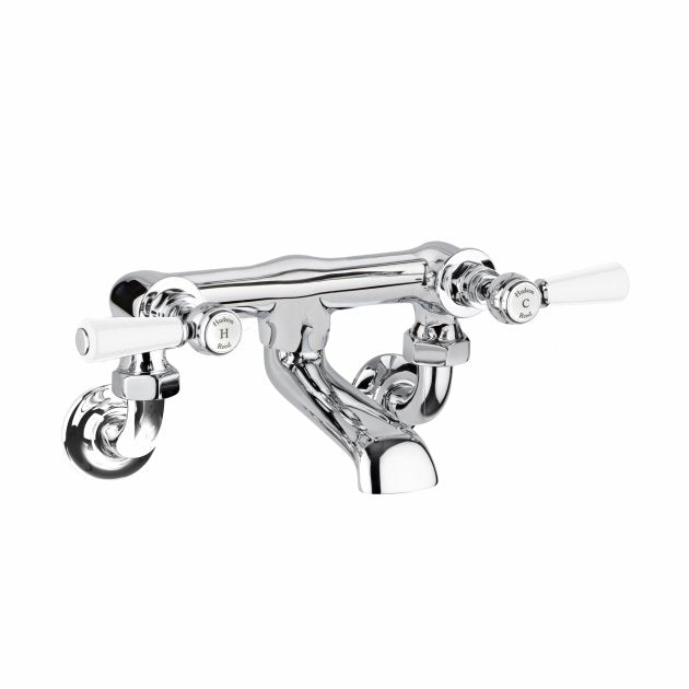 Crawford White Topaz Lever Bath Filler Tap Wall Mounted - Chrome