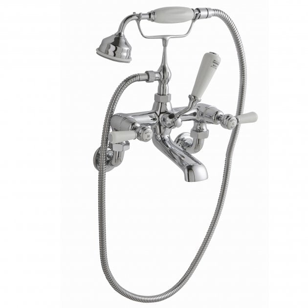 Crawford Topaz Dome Lever Bath Shower Mixer Wall Mounted - White Indices