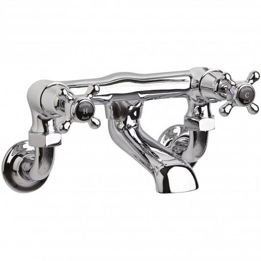 Crawford Black Topaz Wall Mounted Crosshead Bath Filler Tap - Chrome