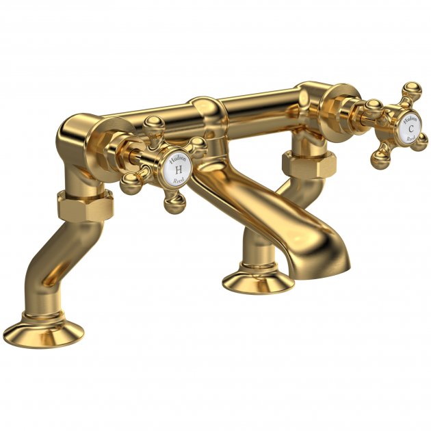 Crawford Topaz Bath Filler Tap Pillar Mounted - Brushed Brass