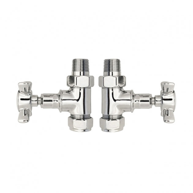 Crawford Victorian Crosshead Straight Radiator Valves Pair - Chrome