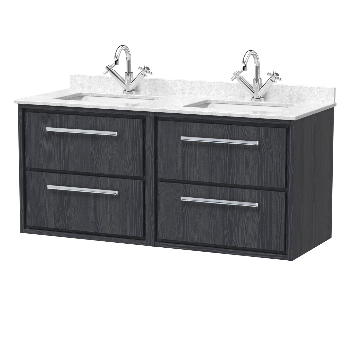 1200mm Wall Hung 4-Drawer Vanity with Marble Worktop Basin