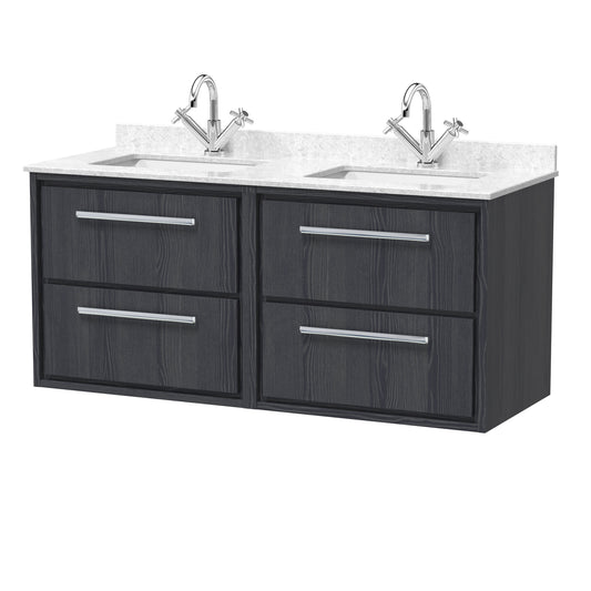 1200mm Wall Hung 4-Drawer Vanity with Marble Worktop Basin