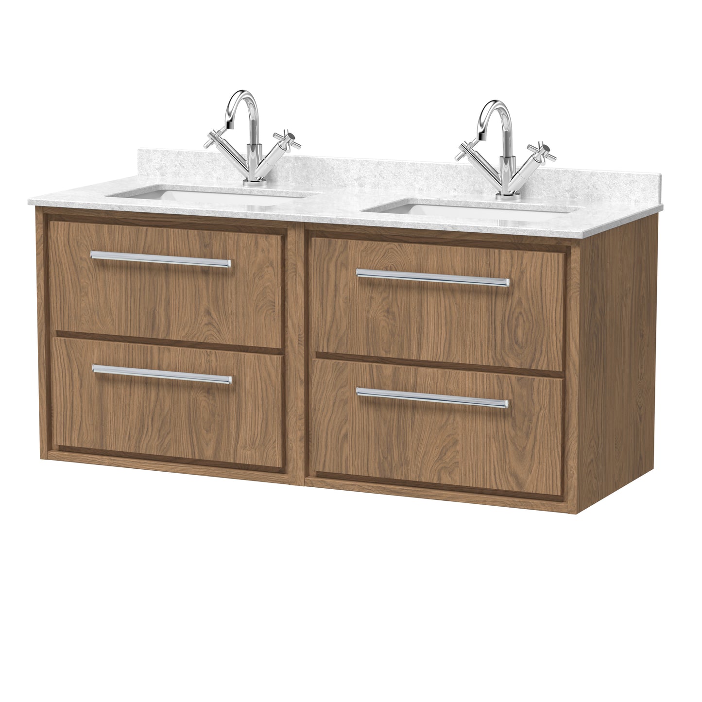 1200mm Wall Hung 4-Drawer Vanity with Marble Worktop Basin