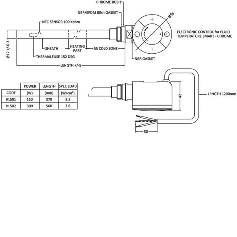 Crawford Thermostatic Heating Elements With 2 Hour Booster Function (600 watts)