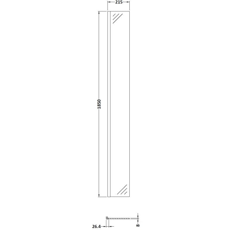 Wetroom Return Screen 215 x 1850mm