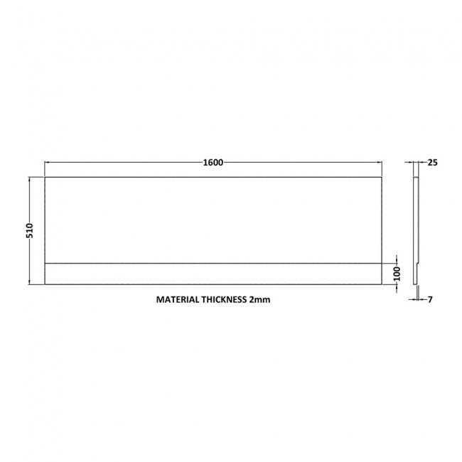 Crawford Standard Acrylic Bath Front Panel 510mm H x 1600mm W - White