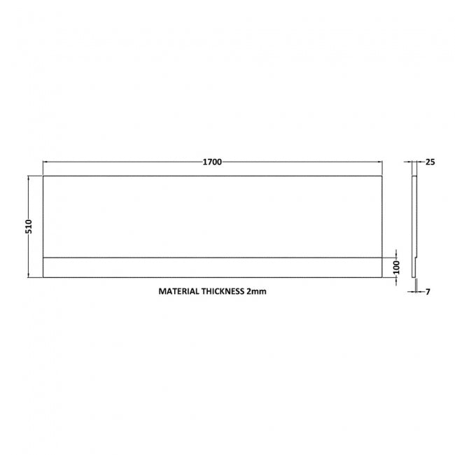 Crawford Standard Acrylic Bath Front Panel 510mm H x 1700mm W - Gloss White