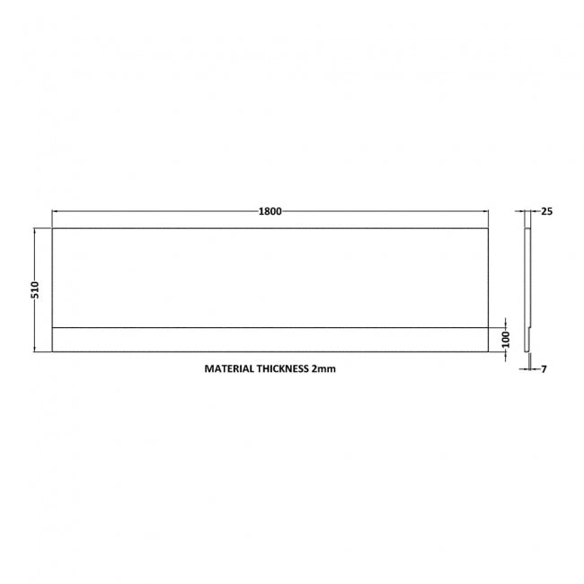 Crawford Standard Acrylic Bath Front Panel 510mm H x 1800mm W - Gloss White