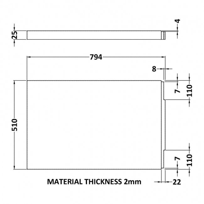 Crawford Standard Acrylic Bath End Panel 510mm H x 800mm W - Gloss White